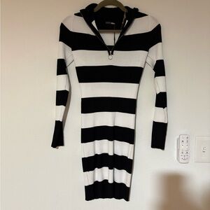 Striped Black & White Knit Dress